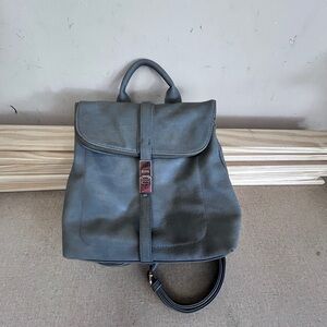 Miztique Gray Backpack with Fold-Over Flap and Top Handle